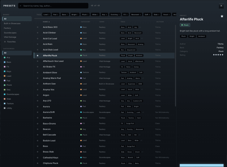 The preset browser